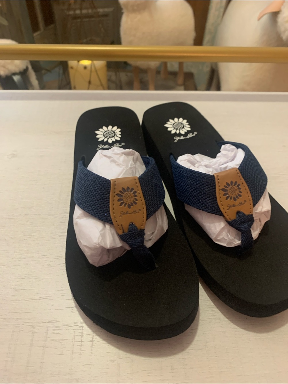 Yellow Box Navy Blue and Black Flip Flop Sandals